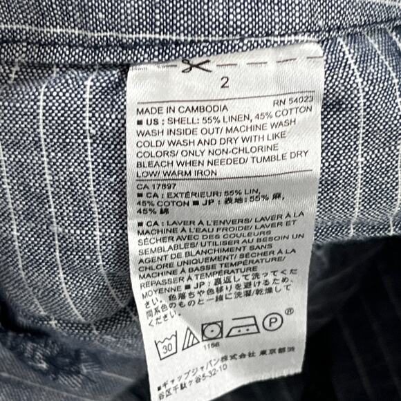 Banana Republic‎ Shorts Womens 2 Gray Pinstripes Chino Linen Mid Rise - Picture 5 of 11